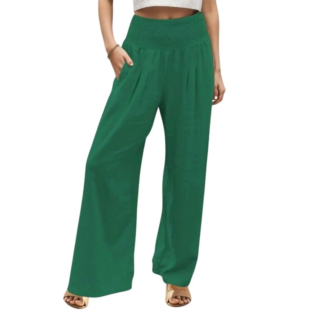 Women's Green Wide Leg Pants